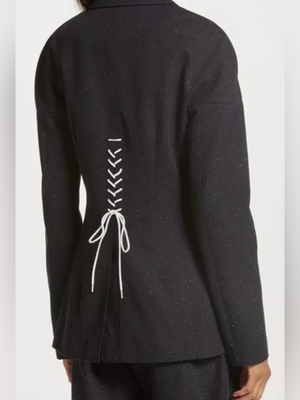Tibi Easton Luxe Twill Blazer With Laceup Detail, 6
